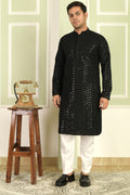 Black Regal Chevron Kurta Set