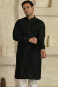 Chevron Embroidered Mandarin Collar Kurta With Pyjamas