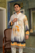 Golden Abstract Printed Cotton-Rayon Kurta
