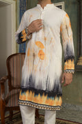 Golden Abstract Printed Cotton-Rayon Kurta