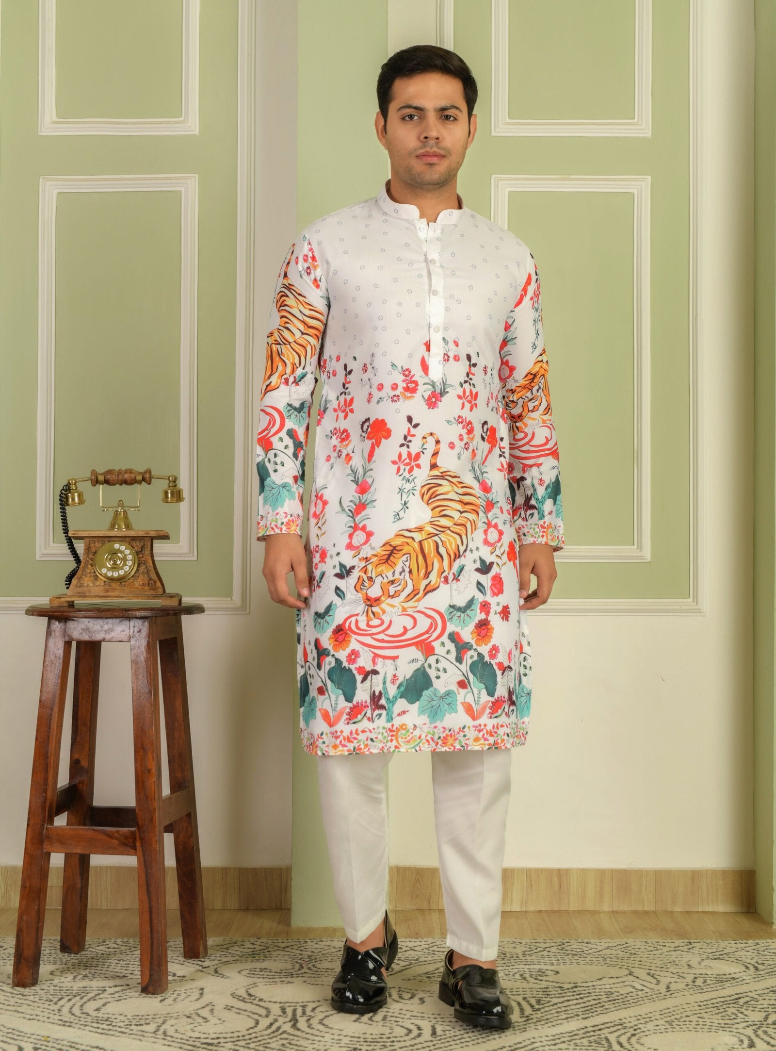 Men Floral Printed Kurta