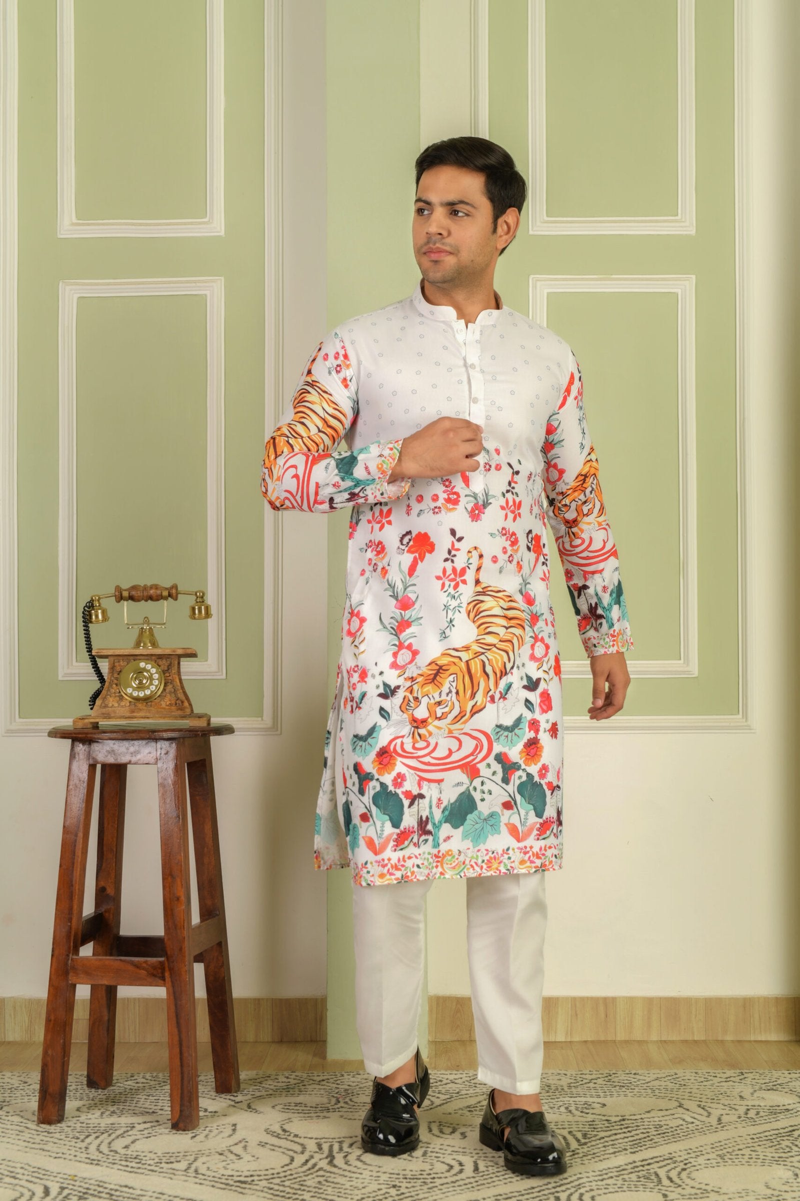 Men Floral Printed Kurta