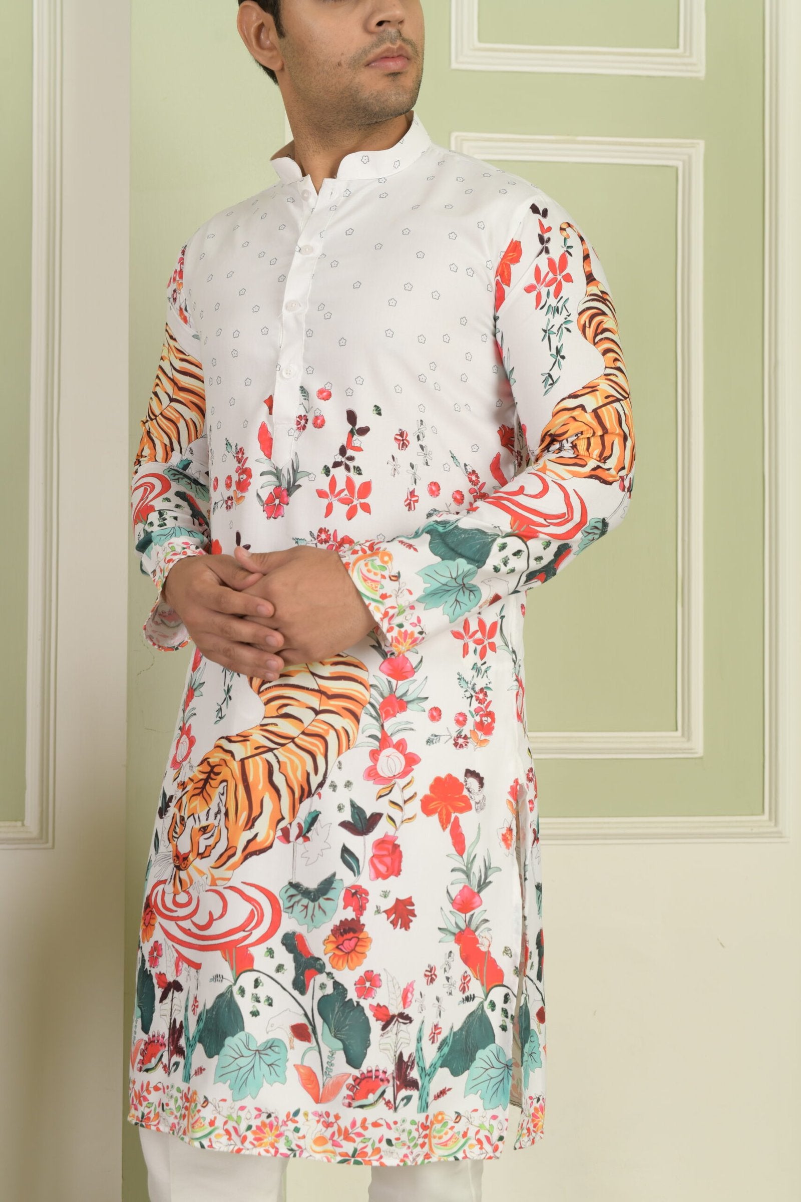 Men Floral Printed Kurta