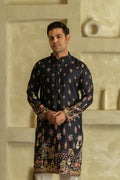 Floral Printed Mandarin Collar Straight Kurta With Pyjamas