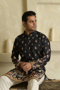 Floral Printed Mandarin Collar Straight Kurta With Pyjamas
