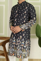 Men Floral Printed Mandarin Collar Kurta