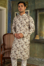 Men Floral Printed Mandarin Collar Kurta