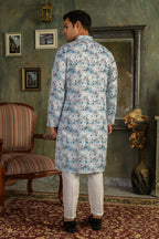 Men Geometric Printed Mandarin Collar Straight Kurta