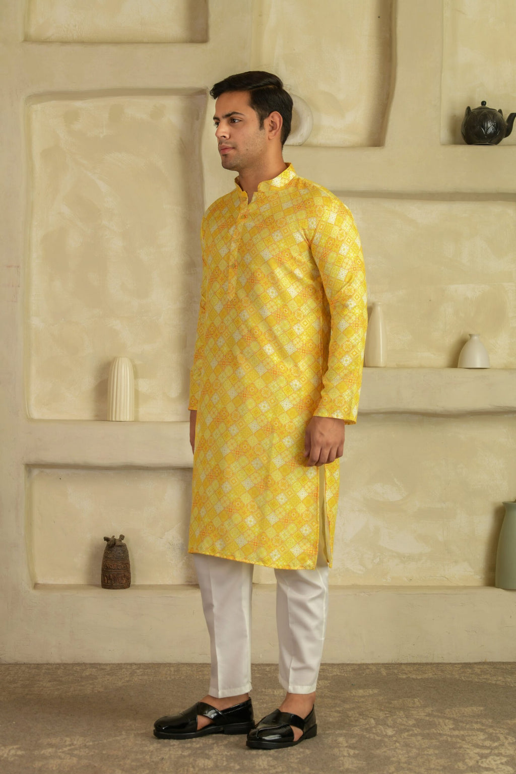 Men Geometric Printed Festive Straight Kurta