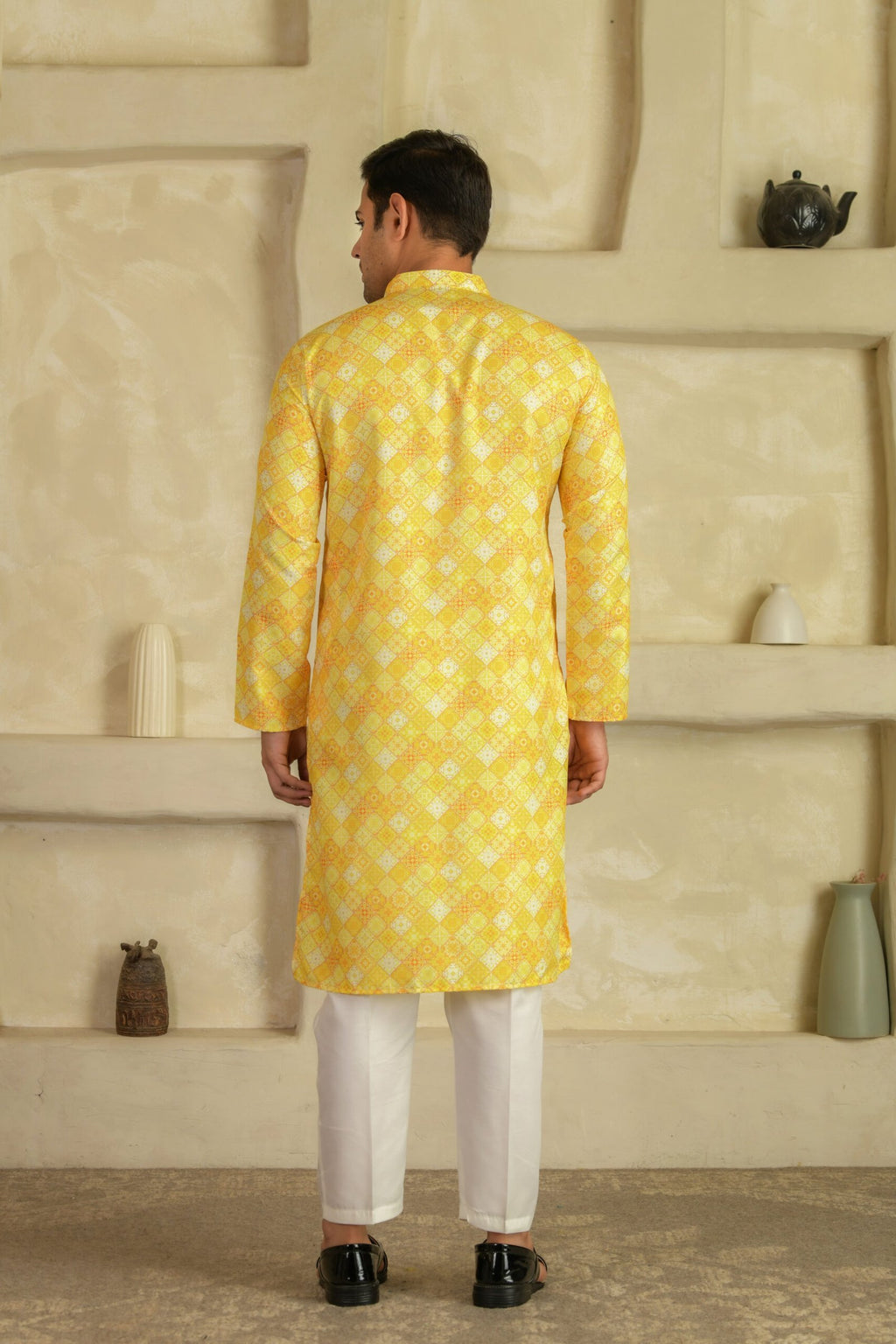 Men Geometric Printed Festive Straight Kurta