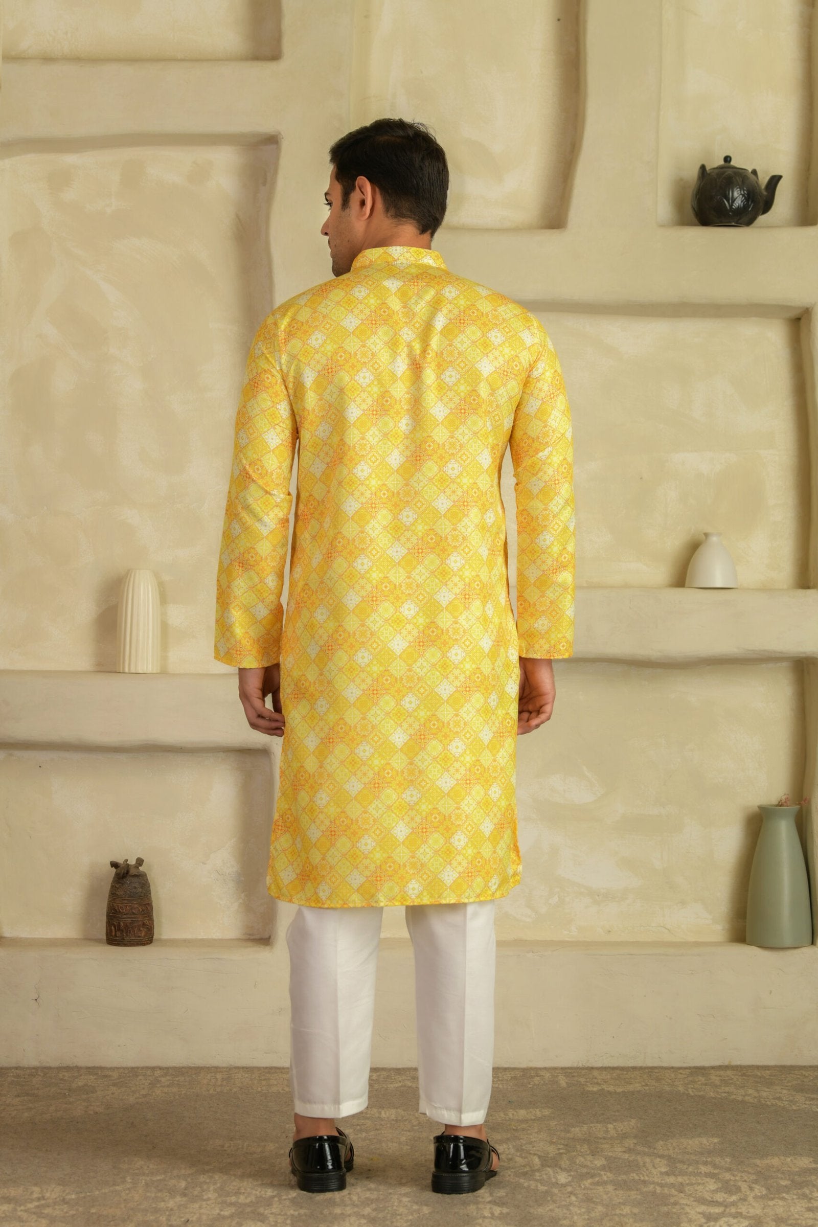 Men Geometric Printed Festive Straight Kurta