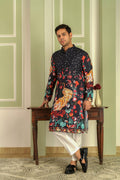 Floral Printed Mandarin Collar Straight Kurta