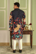 Floral Printed Mandarin Collar Straight Kurta