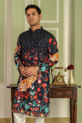 Floral Printed Mandarin Collar Straight Kurta