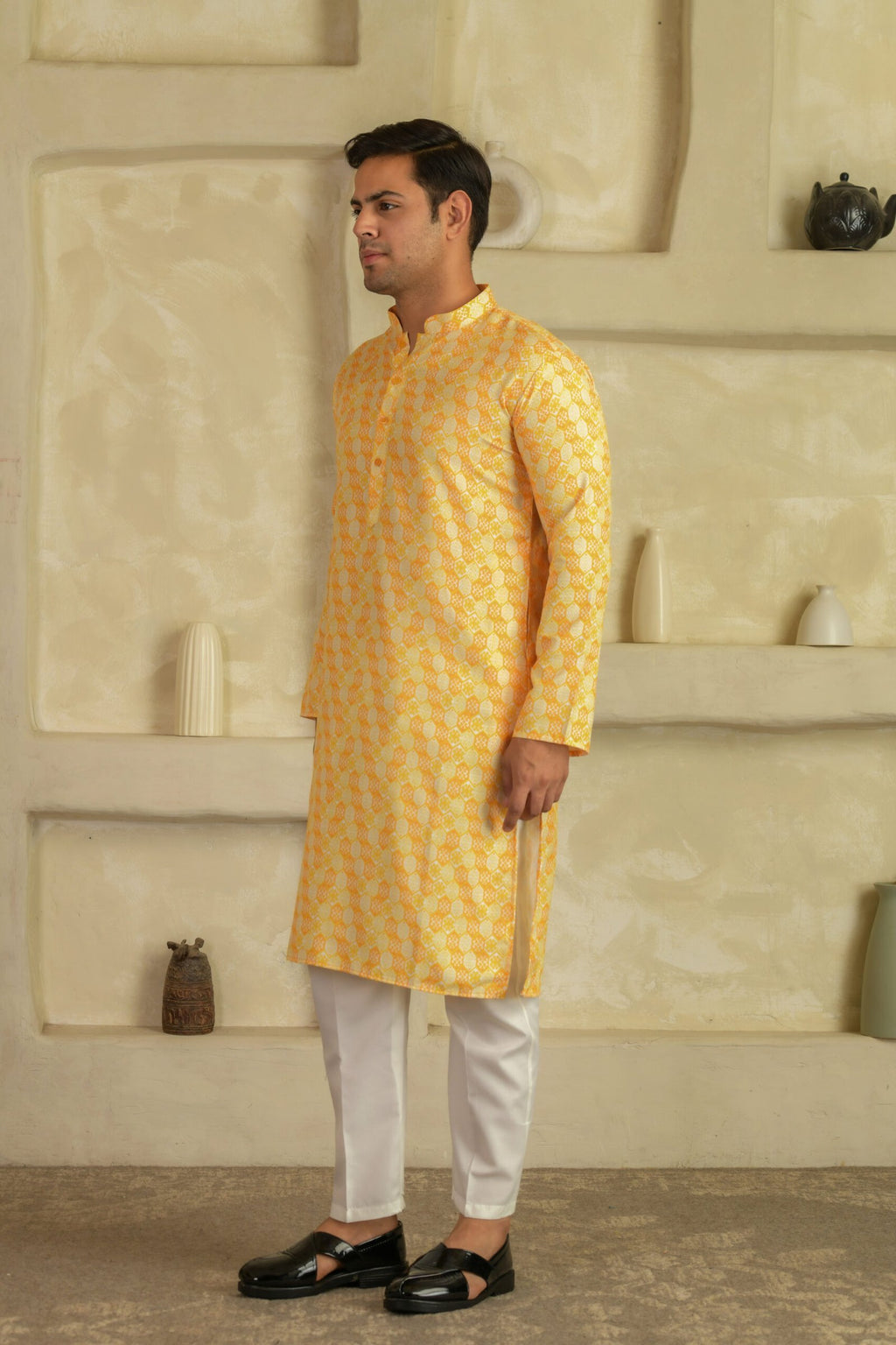 Men Geometric Printed Festive Straight Kurta