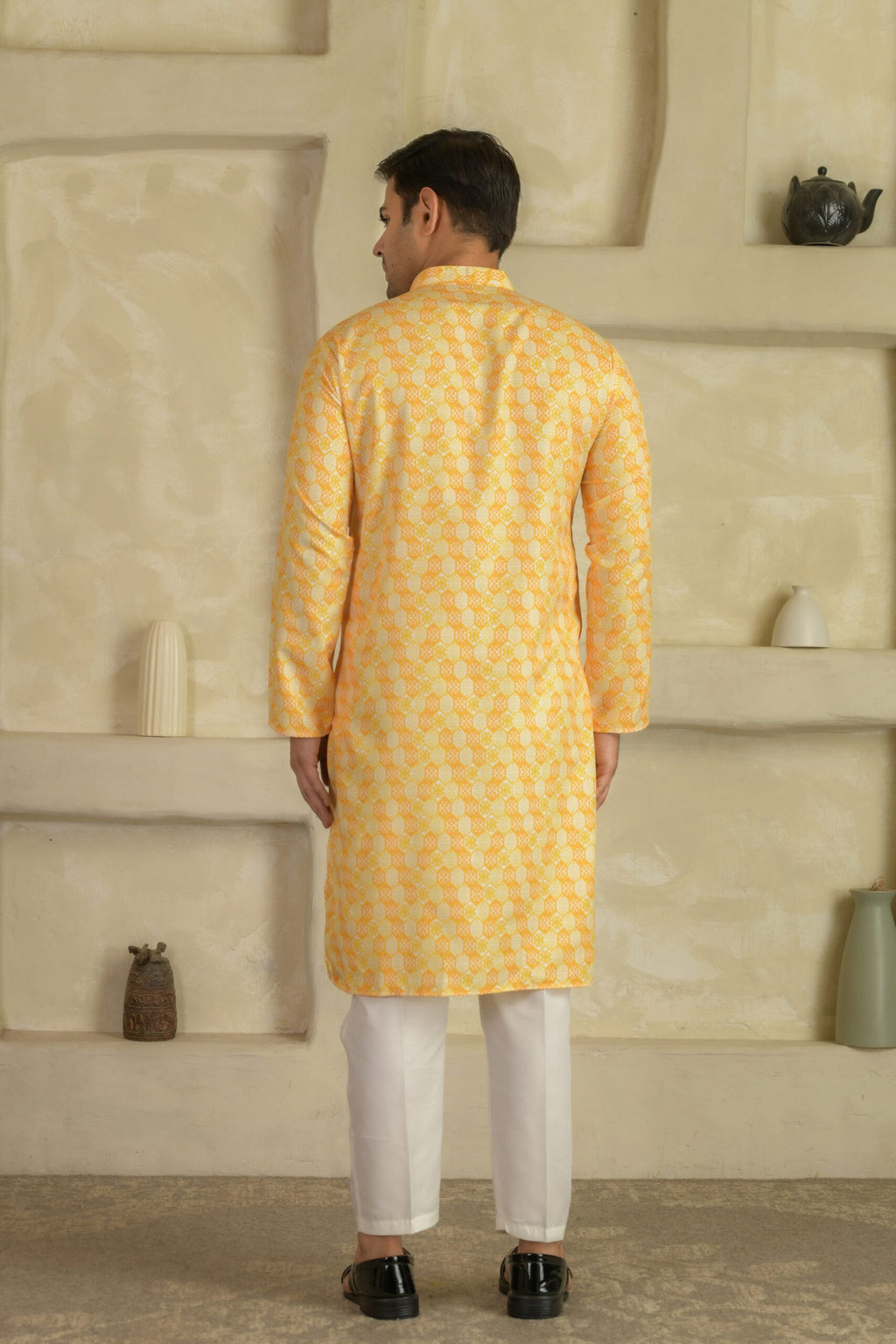 Men Geometric Printed Festive Straight Kurta