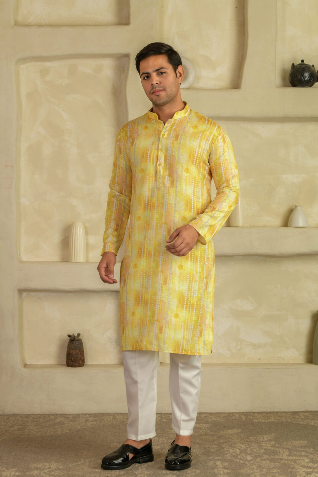 Men Geometric Printed Festive Straight Kurta