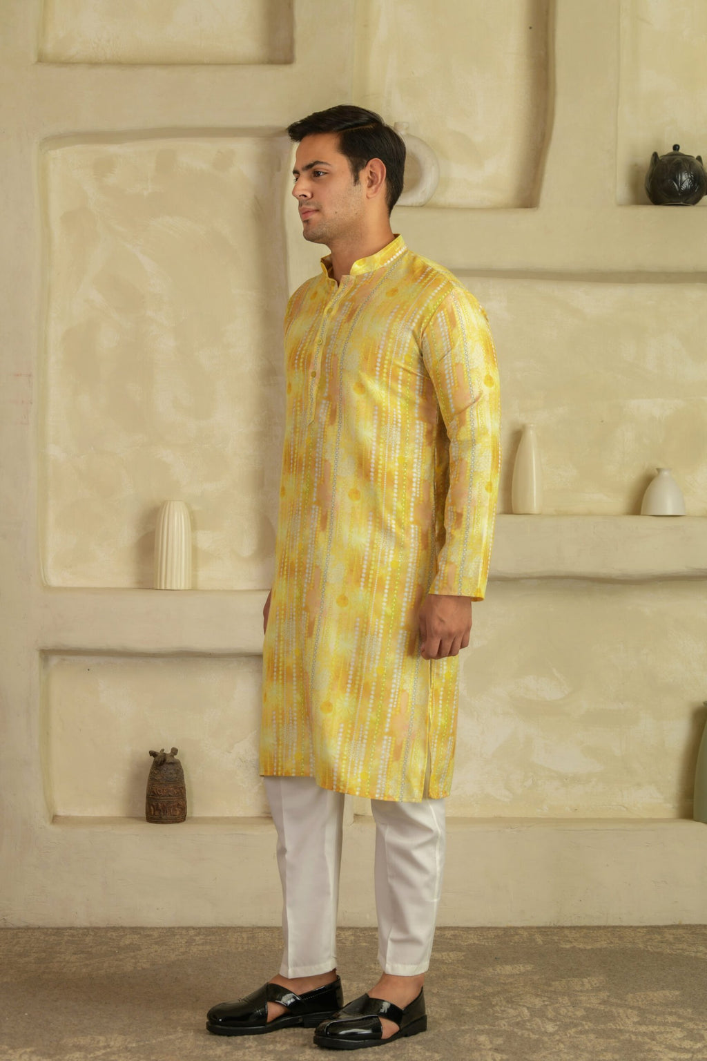 Men Geometric Printed Festive Straight Kurta