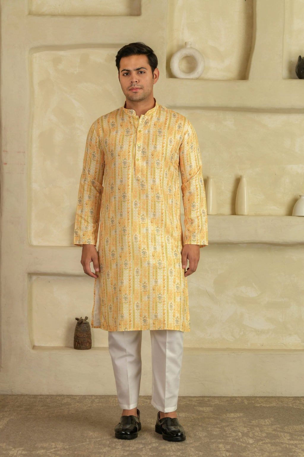 Floral Printed Mandarin Collar Kurta
