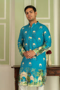 Floral Printed Mandarin Collar Straight Kurta
