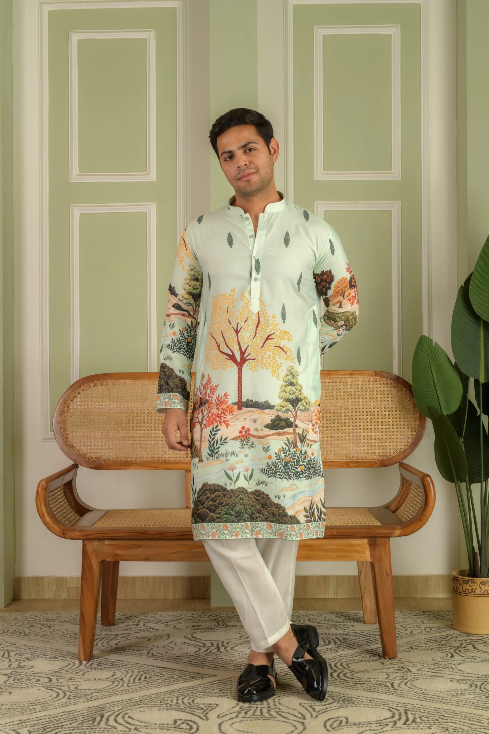 Men Floral Printed Kurta