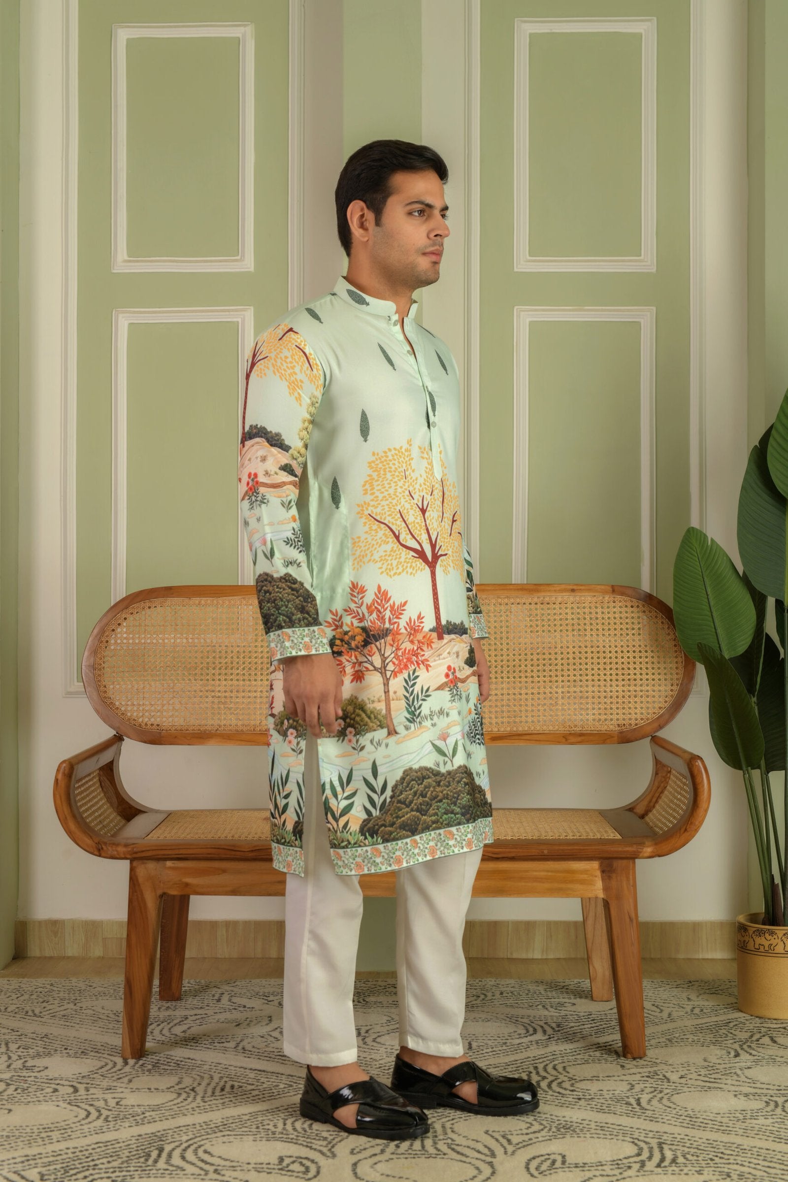 Men Floral Printed Kurta