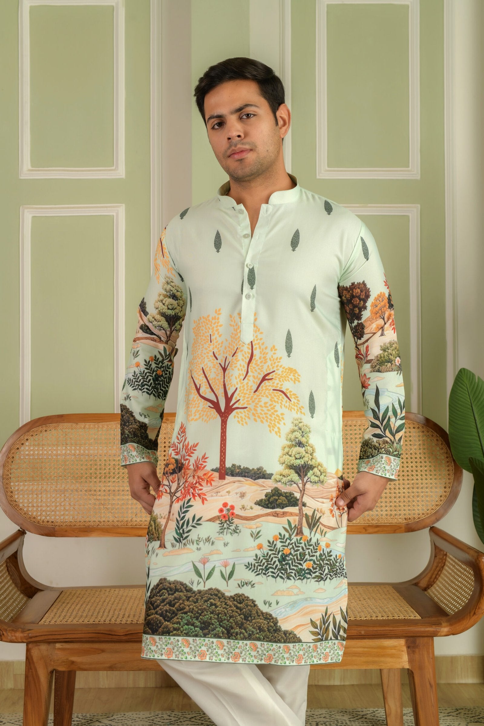 Men Floral Printed Kurta