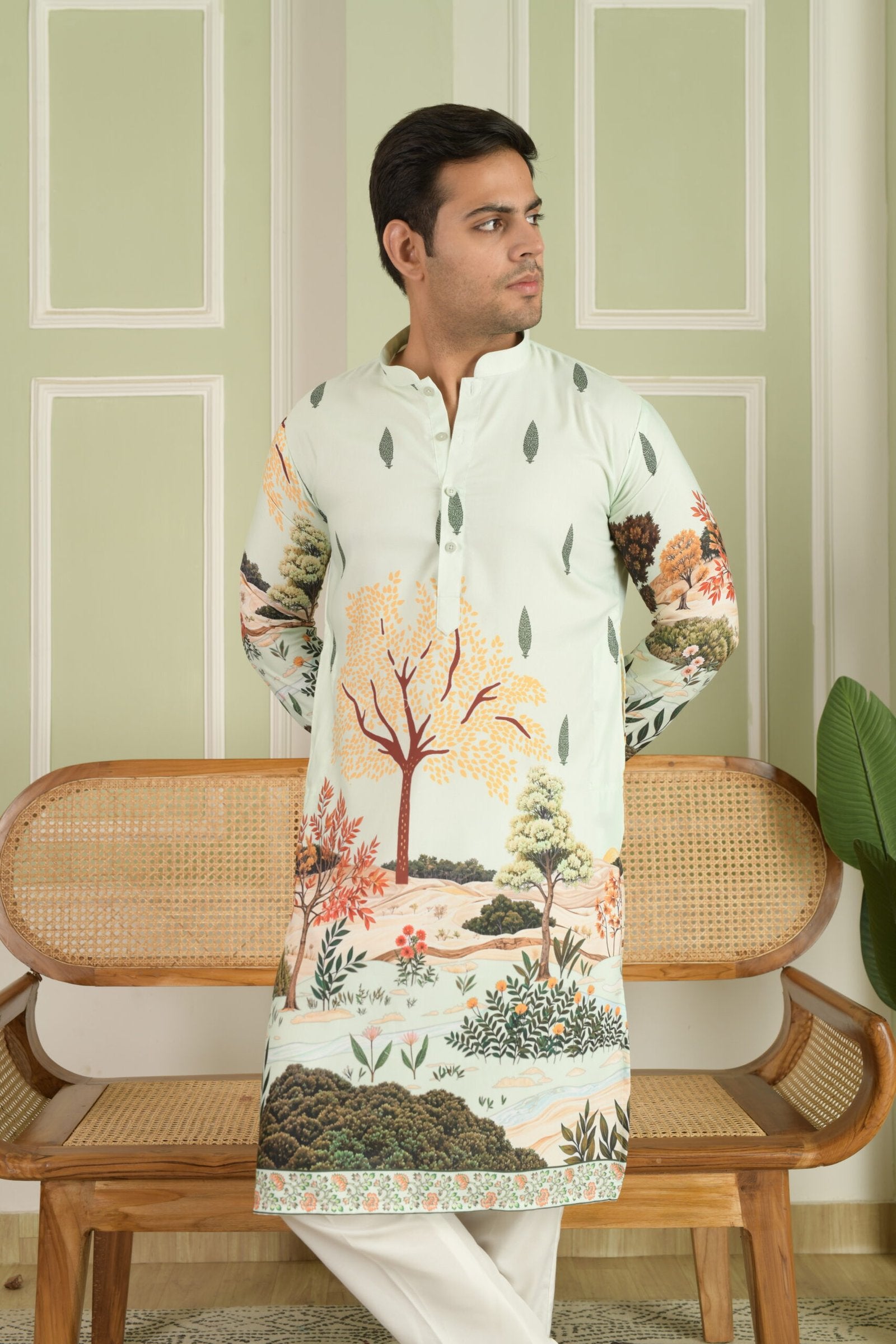 Men Floral Printed Kurta