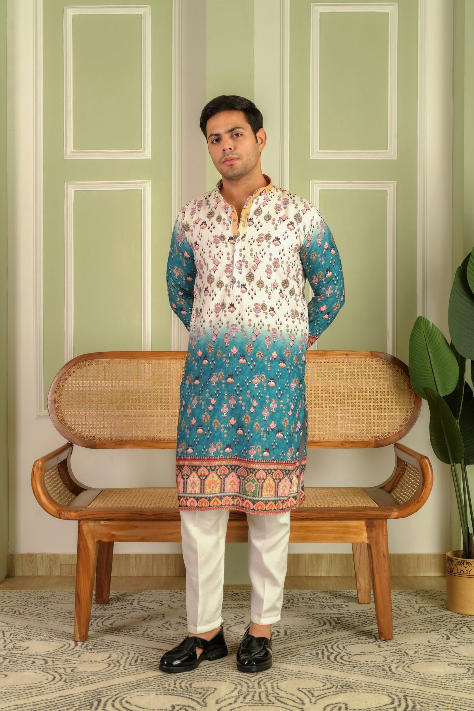 Men Ethnic Motifs Printed Daily Straight Kurta